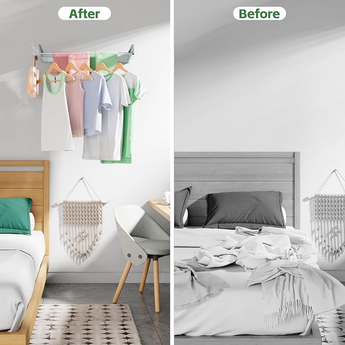 Wall Mounted Drying Rack 31.5", Foldable Clothes Drying Rack