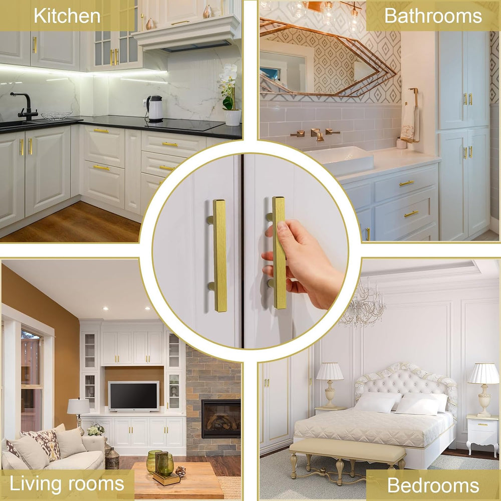 AEEKEL 30 Pack Brushed Brass Kitchen Cabinet Handles 5" Length Drawer Pulls