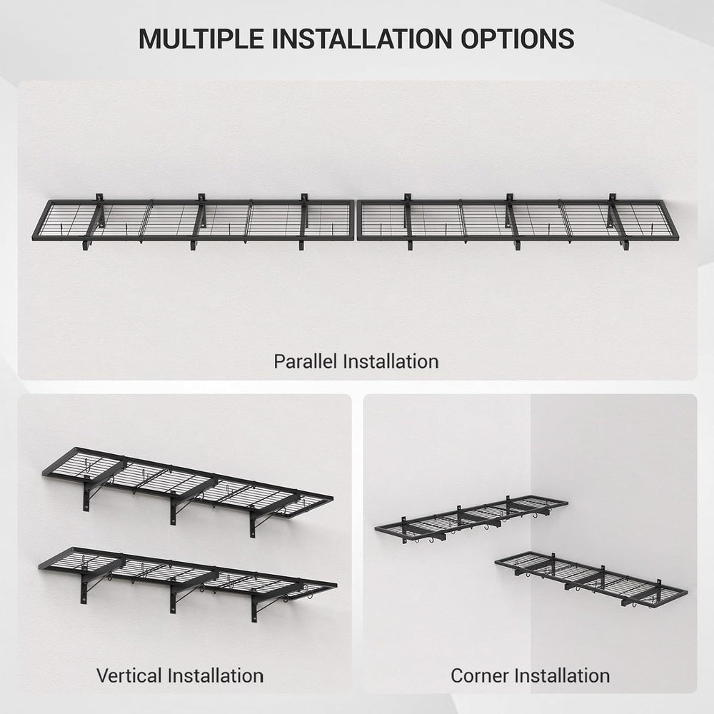 2-Pack 1x4ft Heavy Duty Garage Wall Shelving, 320 lbs Load Capacity, Garage S...