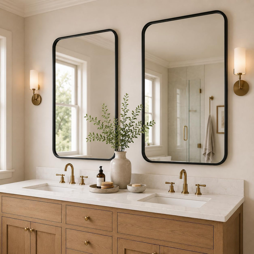2-Pack Black Bathroom Mirrors for Over Sink 24 x 36 Inch