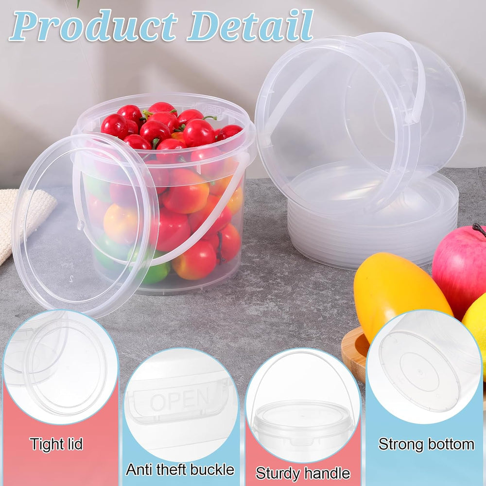 20 Pack 50 oz Clear Buckets for Drinks Reusable Food Storage Containers