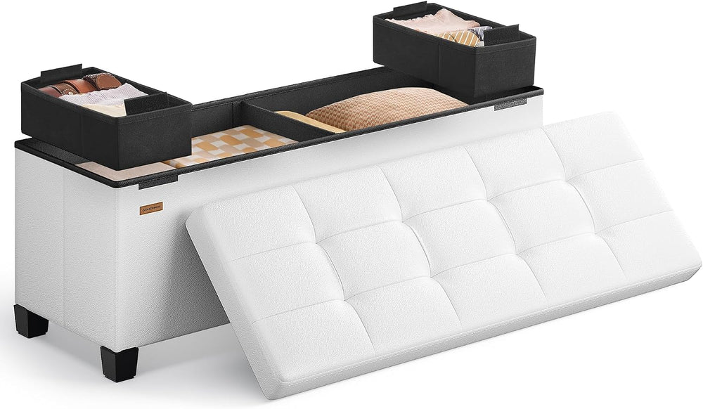 SONGMICS Storage Ottoman Bench with Legs, 43.3 Inches, 30 Gal. (112 L)