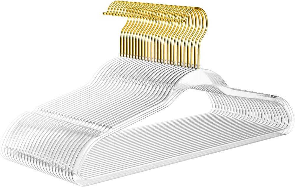 Premium Clear Invisible Acrylic Hangers,Crystal Plastic Hangers,Clear Hangers...