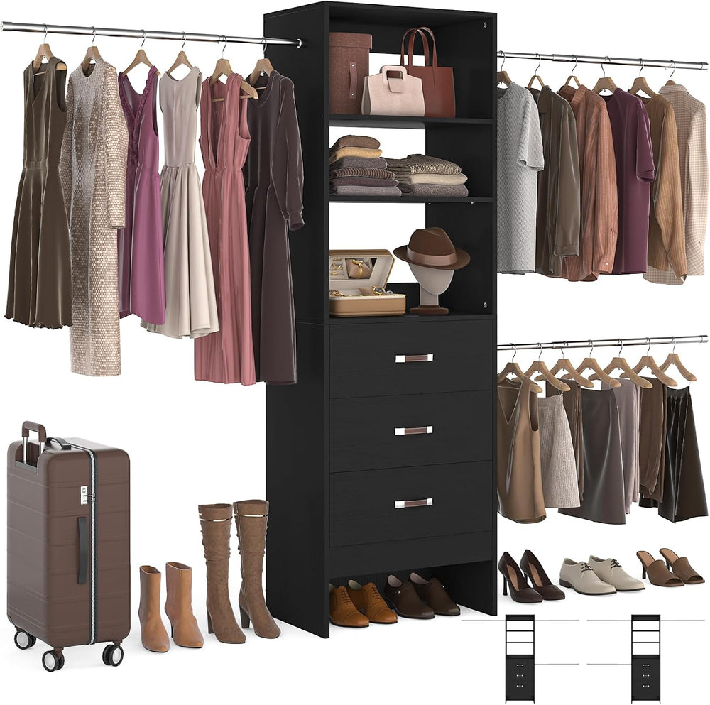 96 Inches Closet Organizer System, 8FT Customizable Walk In Closet Organizer ...