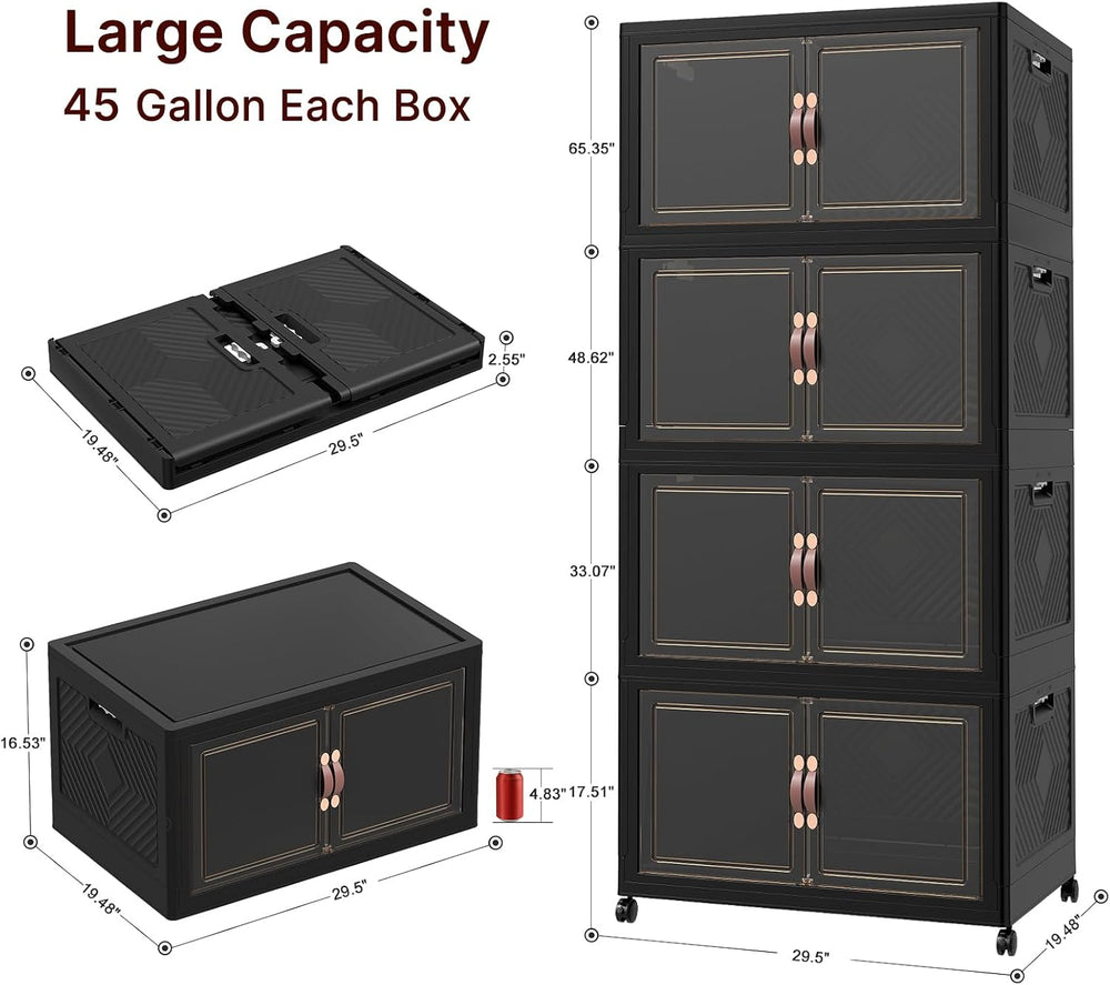 1288QT Extra Large Stackable Storage Bins with Lids & Wheels
