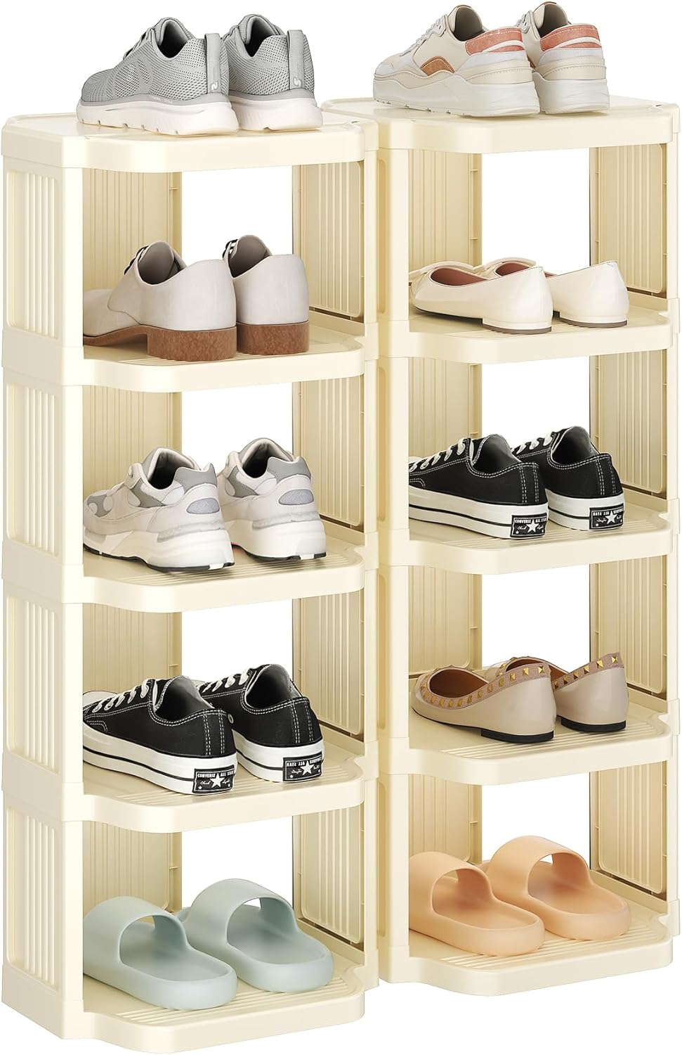 Kitstorack 10 Tiers Stackable Shoe Rack for Closet and Front Door Entrance - ...