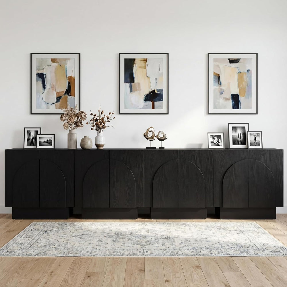 Ya-Home Black Sideboard Buffet Cabinets with Storage, Modern Buffet Coffee Ba...