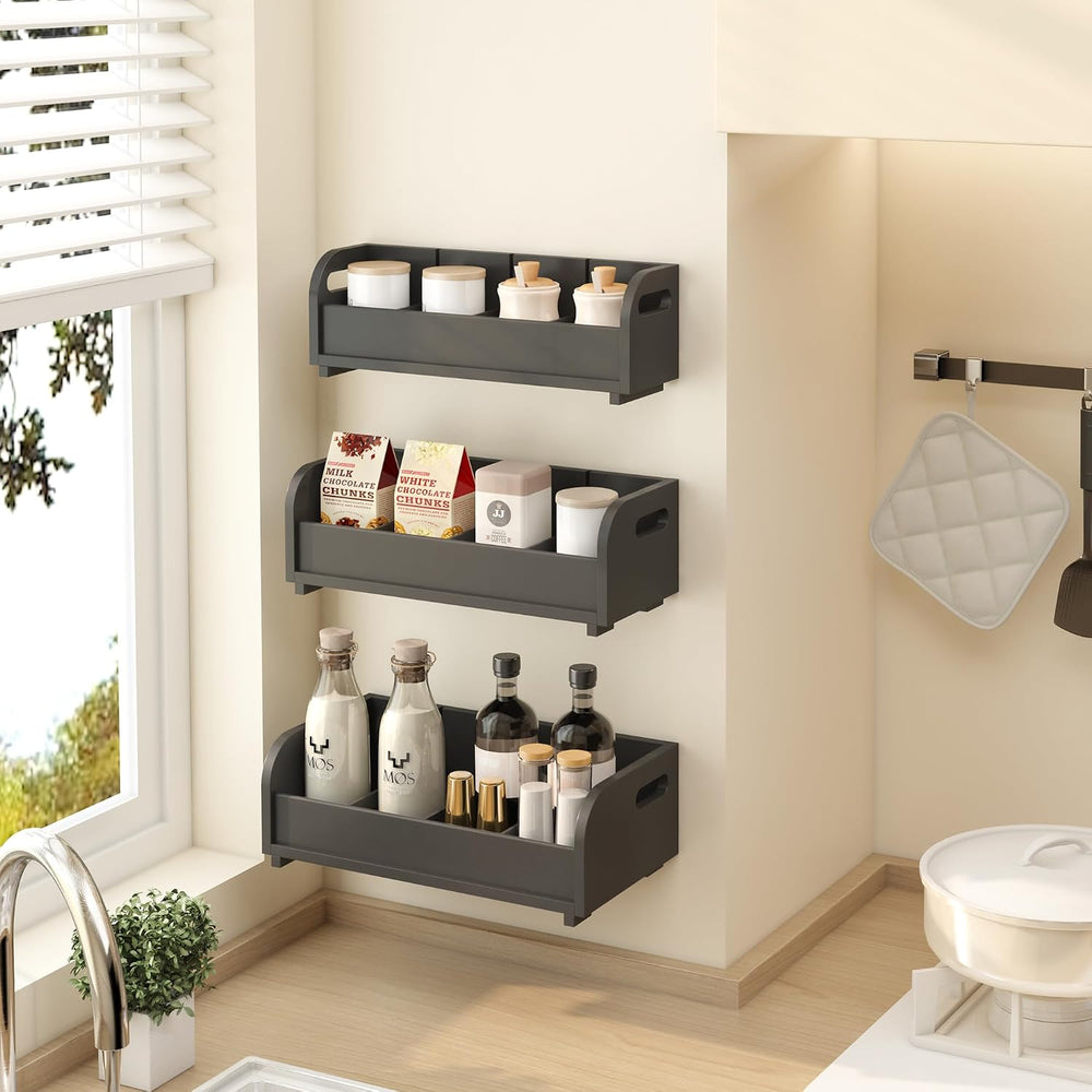 3-Tier Bamboo Tea Bag Organizer, Stackable Tea Holder for Countertop, Black