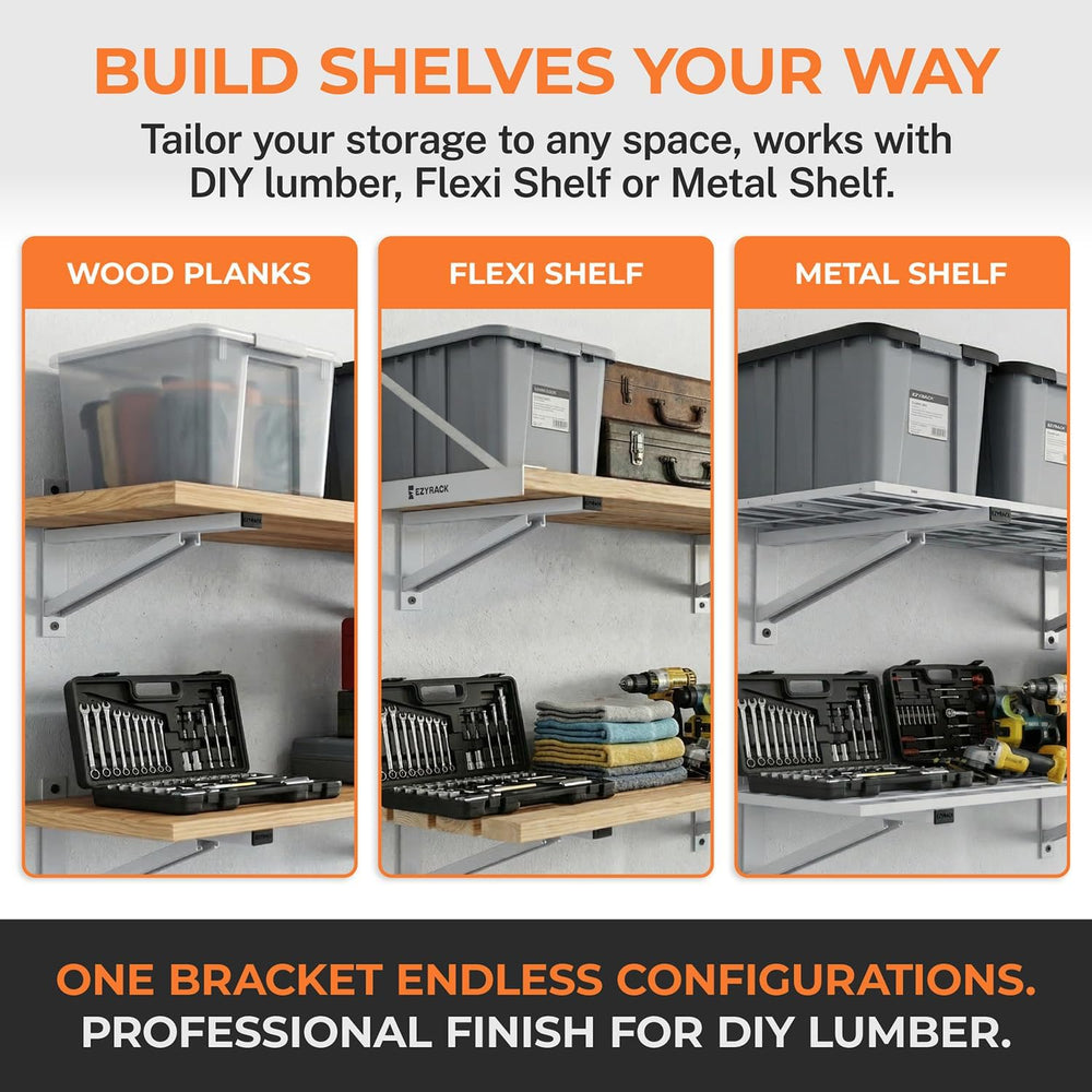 Heavy Duty Metal Brackets for Garage Wall Shelving, Modular Wall Mounted Stor...