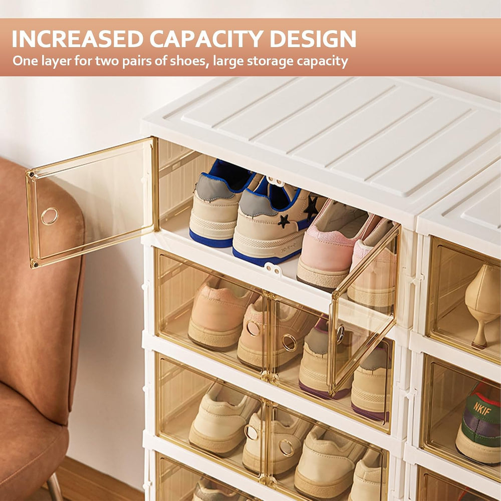 SYNCVIBE Foldable Shoe Rack Organizer, 6 Tiers, 12 Pairs, 17.3" Wide