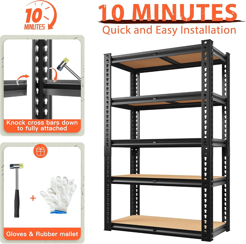 Romorgniz 5 Tier Storage Shelves 2050LBS Garage Shelving, Adjustable Shelving...