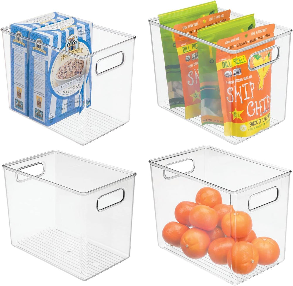 mDesign Plastic Deep Kitchen and Pantry Organizer Storage Bin with Handles fo...