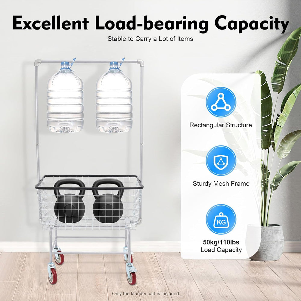 Commercial Laundry Rolling Cart with Wheels, Hamper Basket Organizer