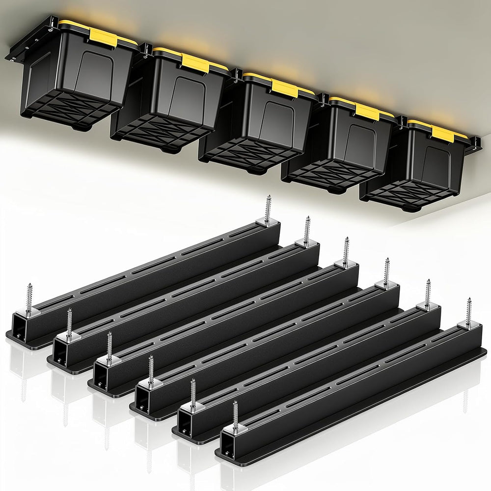 WooFog Ceiling Utility Bin Rails Storage Rack, Overhead Garage Storage Racks,...