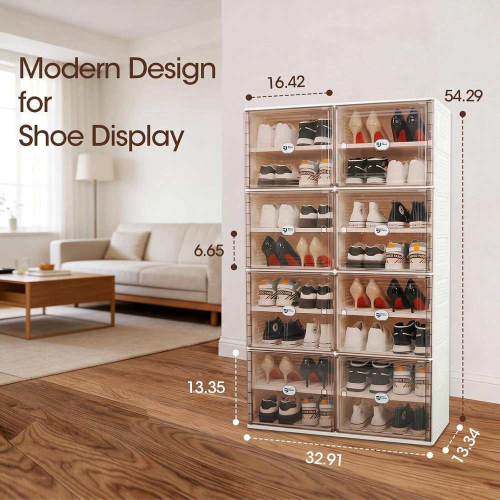 White Shoe Rack Organizer for 32 Pairs of Folding Design