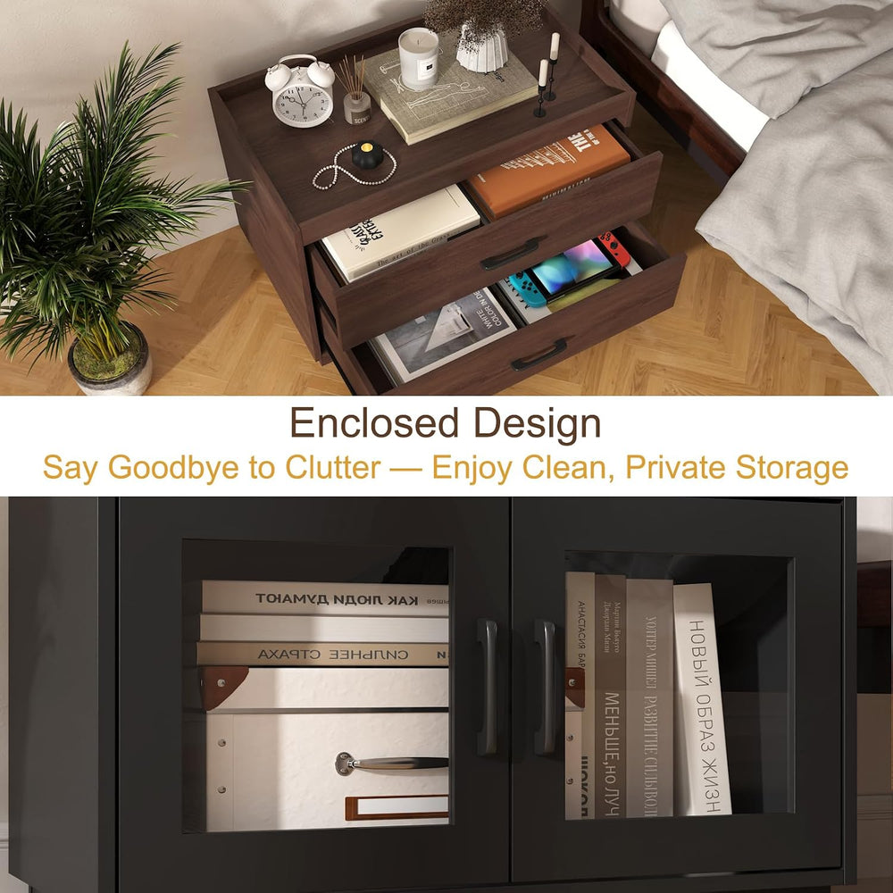 Stackable Storage 2-Shelf, 28" Wide Storage Bins with Open Compartment f...