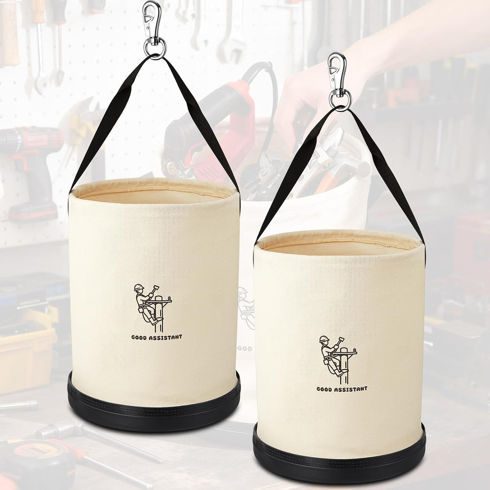 2 Pack 15" x 12" Linemen Canvas Tool Bucket Bag, White