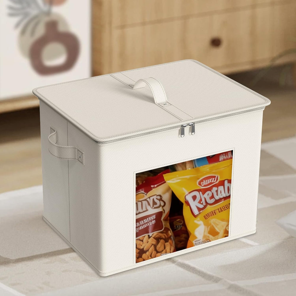 Zilink Fabric Storage Bins with Lid Sweater Closet Organizer, Beige,4 Pack