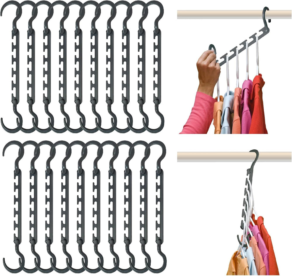 Wonder Hanger Max 20-Pack Space-Saving Hangers, 360° Hook, Grey