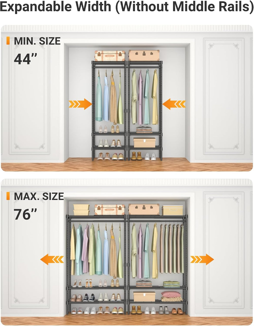 Expandable Heavy Duty Clothes Rack with shelves closet organizer system