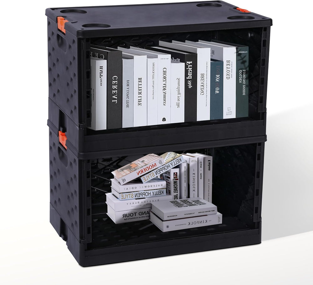 Collapsible Storage Bin with Lid Heavy Duty 16 Gallon Stackable Milk Crate