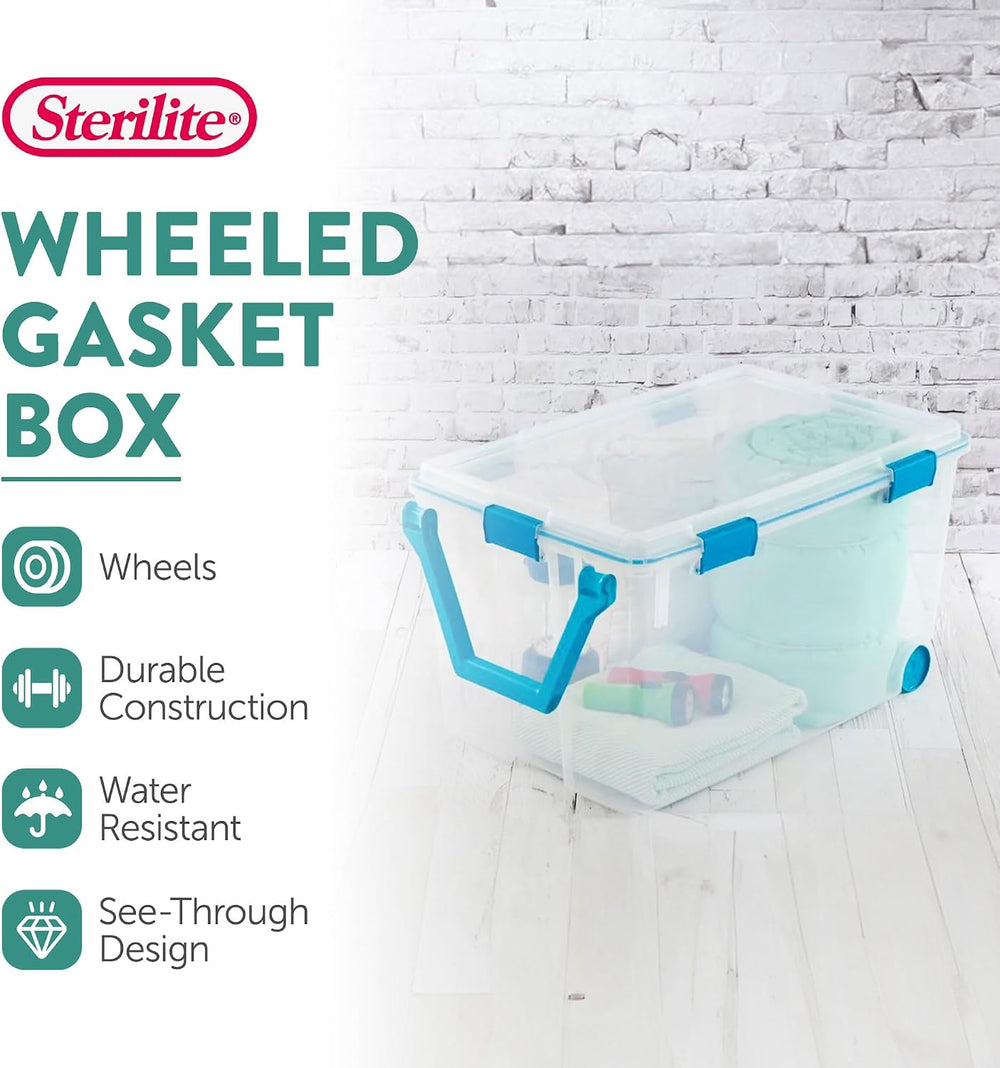 STERILITE 120 QT. Plastic Storage Container with Gasket Latch LID in Clear, 1...