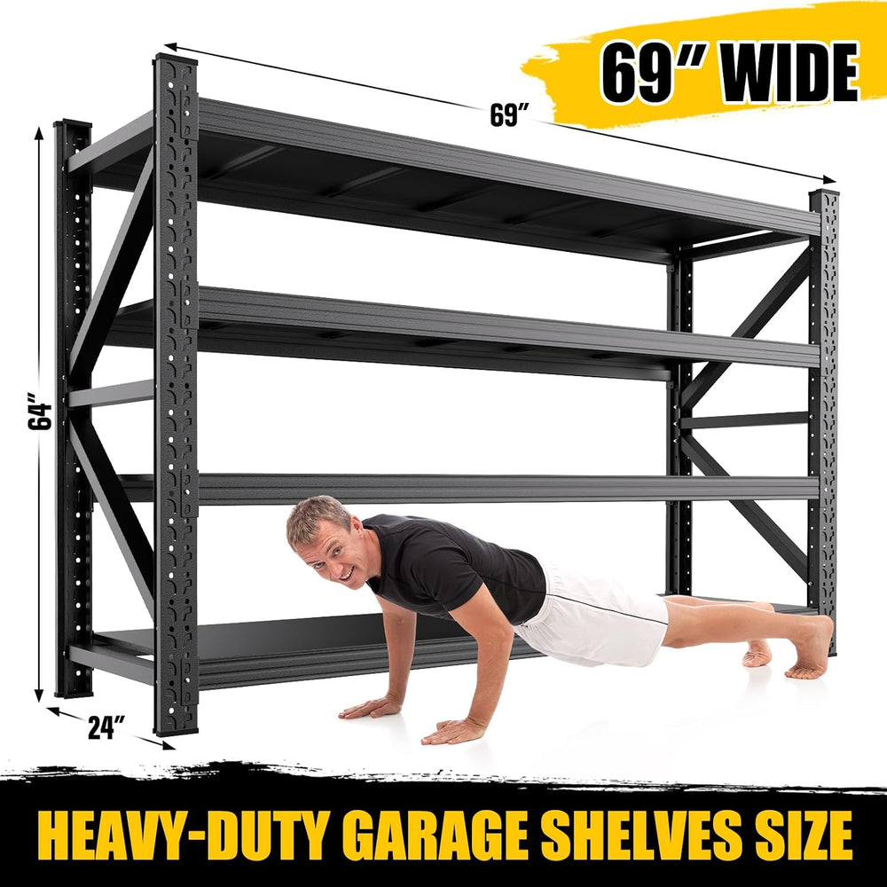 6 Set 6000LBS Heavy Duty Storage Shelves, 69"W Adjustable Garage Shelvin...