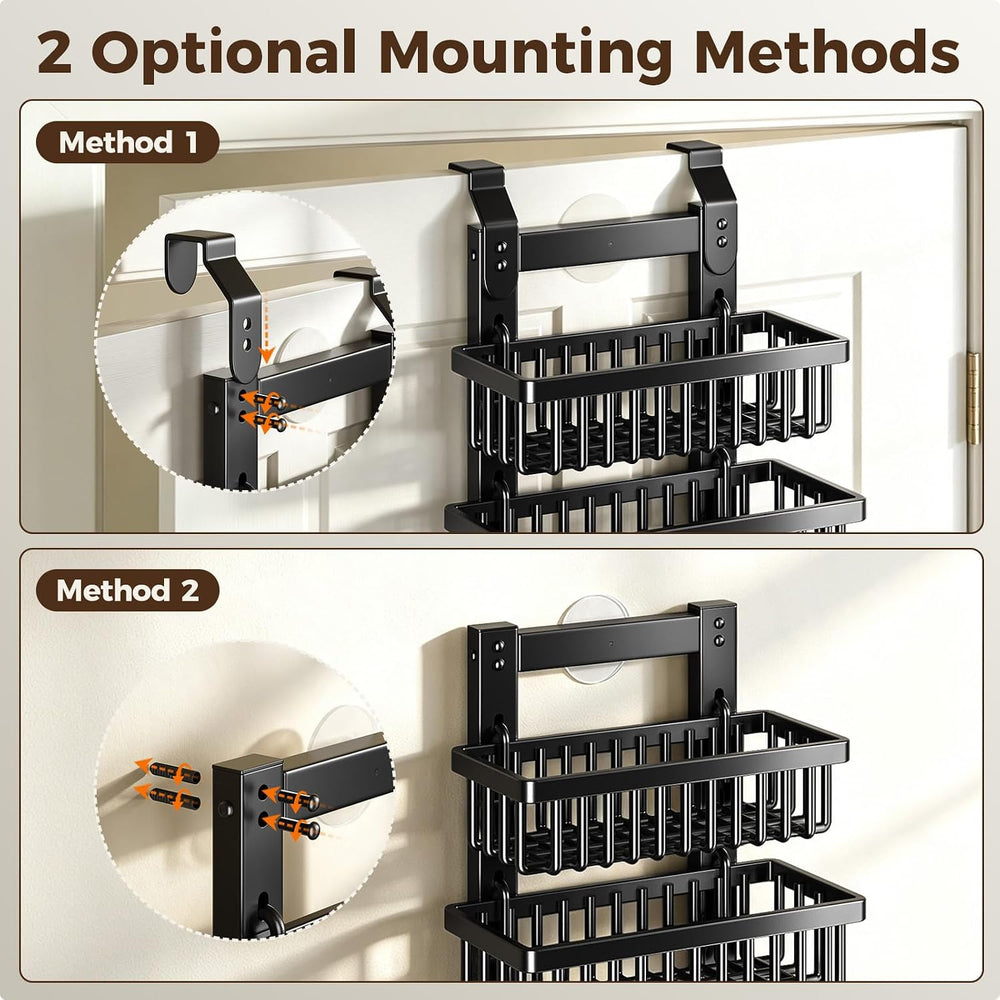POKIPO 9 Tier Narrow Over The Door Pantry Organizer, 2 in 1 Wall Mount or Han...