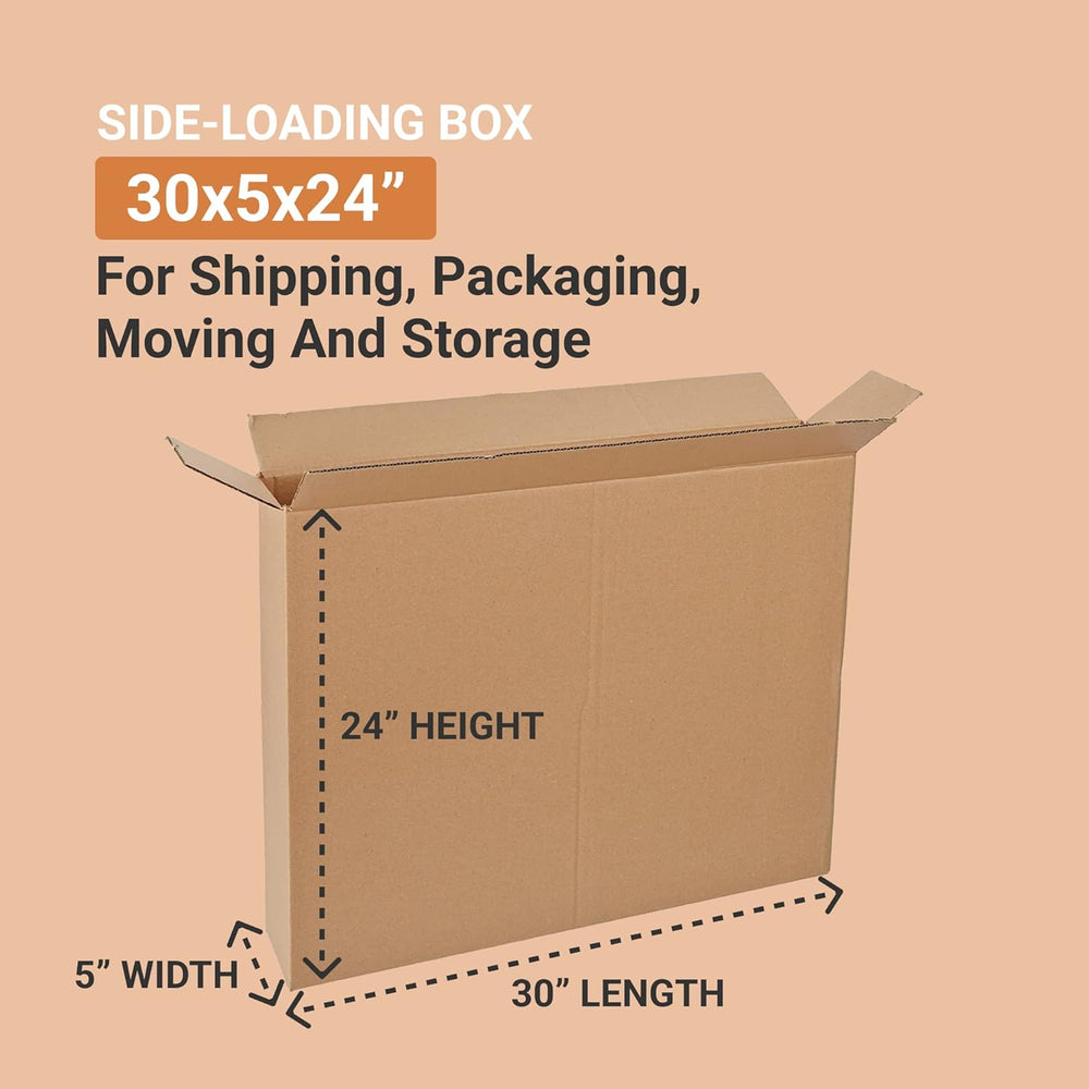 BOX USA Side Loading Shipping Boxes Large 30"L x 5"W x 24"H 10...