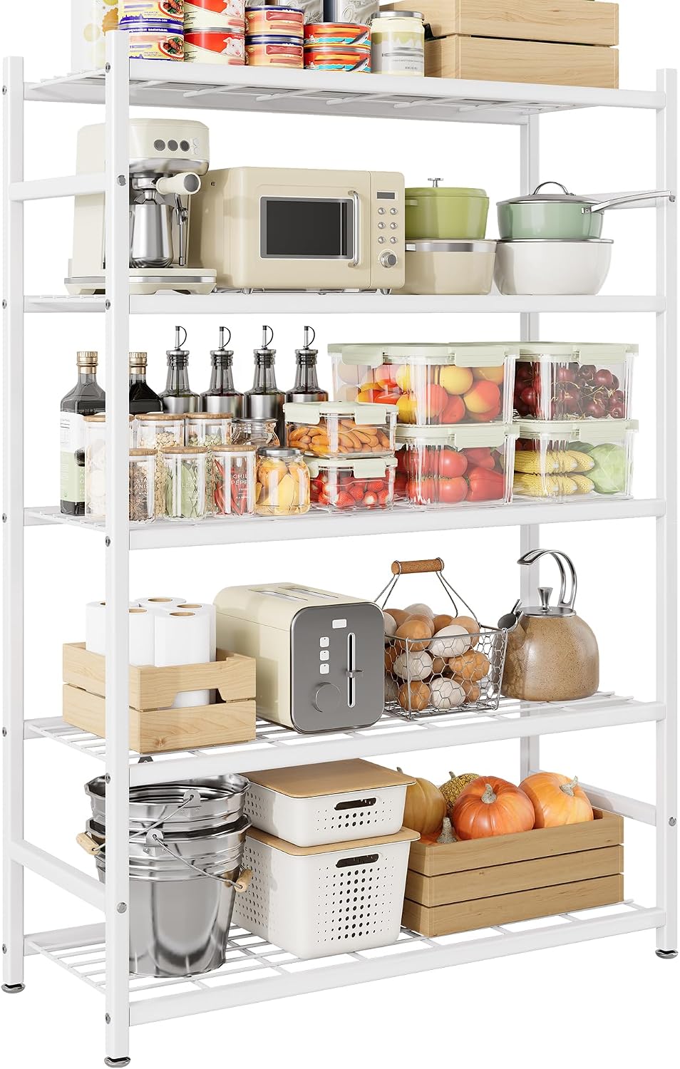 36.4" W Storage Shelves, 5-Tier Metal Shelving Unit with Leveling Feet