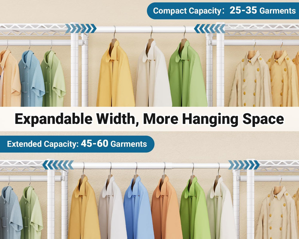 Clothing Rack for Hanging Clothes: Heavy Duty Clothes Rack, 71.5-91" W E...