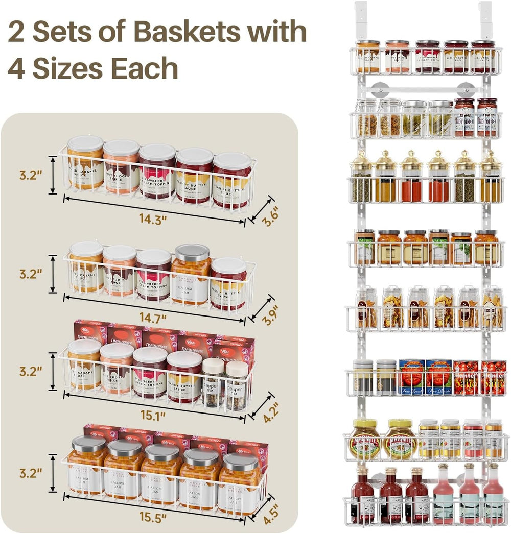 Delamu Adjustable Cabinet Door Organizer, 8-Tier Hanging Spice Rack Organizer...