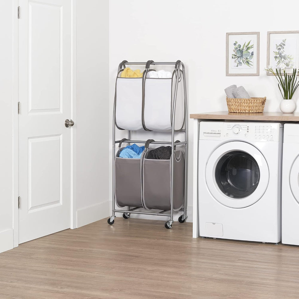 Neatfreak - 2 Tier Vertical Rolling Laundry Cart - Rolling Storage Cart On Wh...