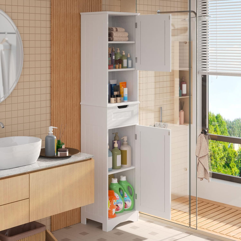Gizoon 67” H Tall Bathroom Storage Cabinet, Narrow Storage Cabinet, White