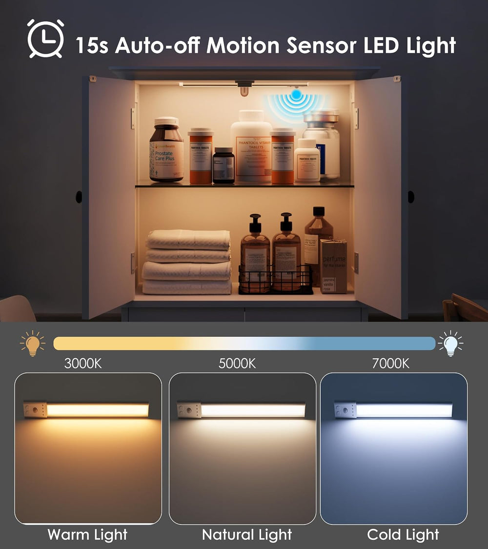 HAIOOU Bathroom Floor Cabinet with Motion Sensor Light - White