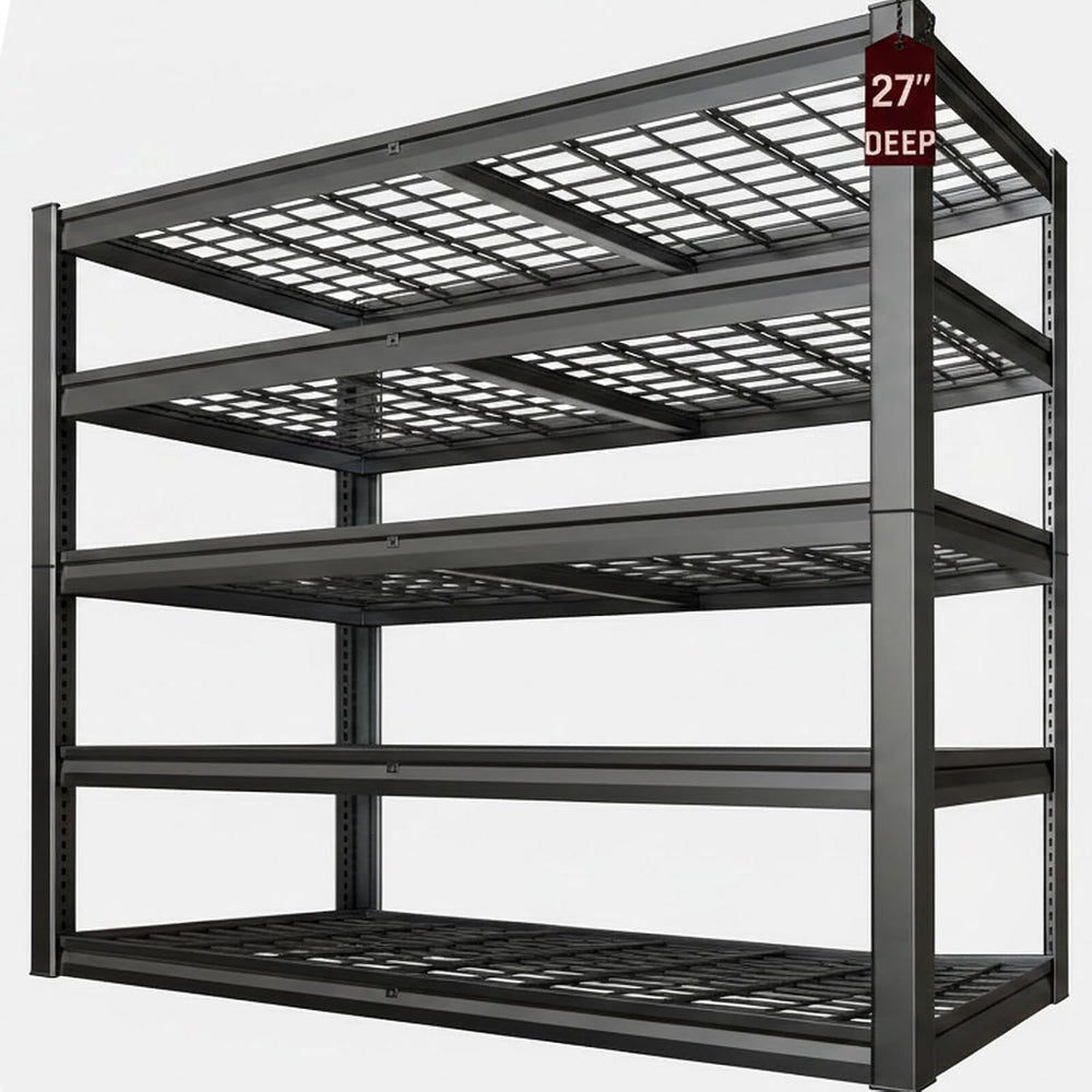 27" D Storage Shelves, Garage Shelving Heavy Duty Metal Adjustable Garag...