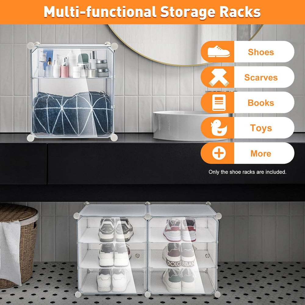 Shoe Organizer, 12 Cube 36 Tiers 72Pairs Plastic Freestanding Shoe Organizer,...