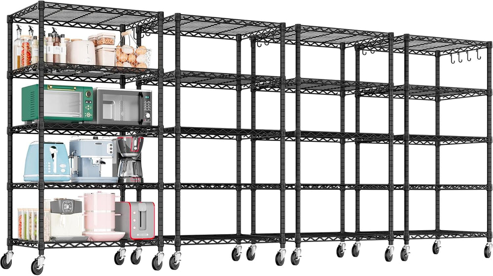 PrimeZone Wire Storage Rack with Wheels, 24"W x 18"D x 75"H Me...