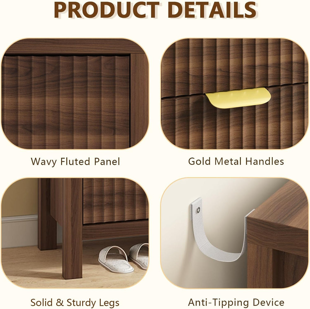 YOMILUVE 63" Shoe Cabinet Storage for Entryway, Fluted Shoe Cabinet with...
