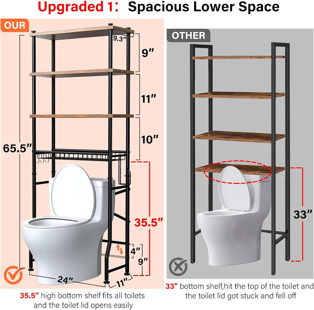 Over-The-Toilet Storage Shelves, 4-Tier Bathroom Organizer Shelf Over Toilet ...