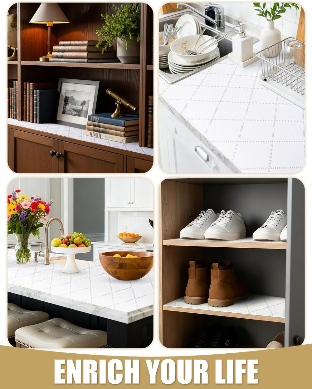 Drawer and Shelf Liners for Kitchen Cabinets Non-Adhesive
