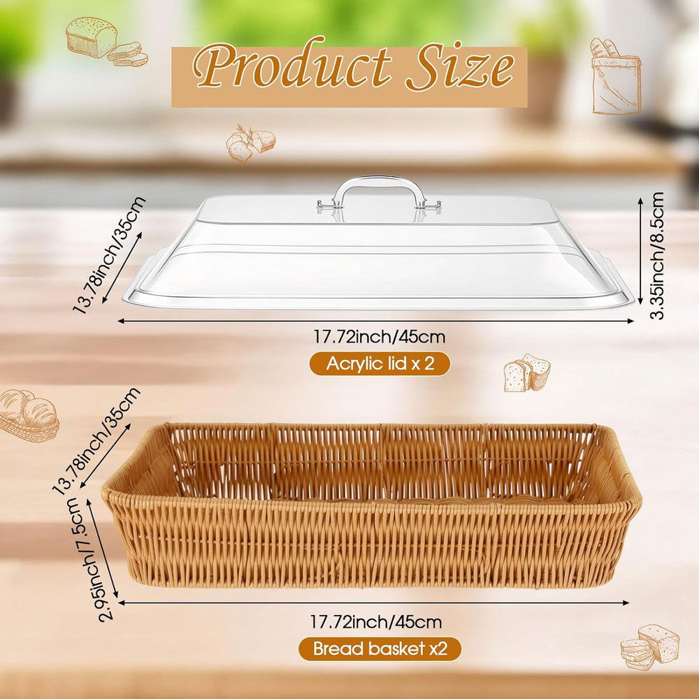 Ziliny 2 Set Wicker Bread Basket forServing, 17.72" X 13.78"