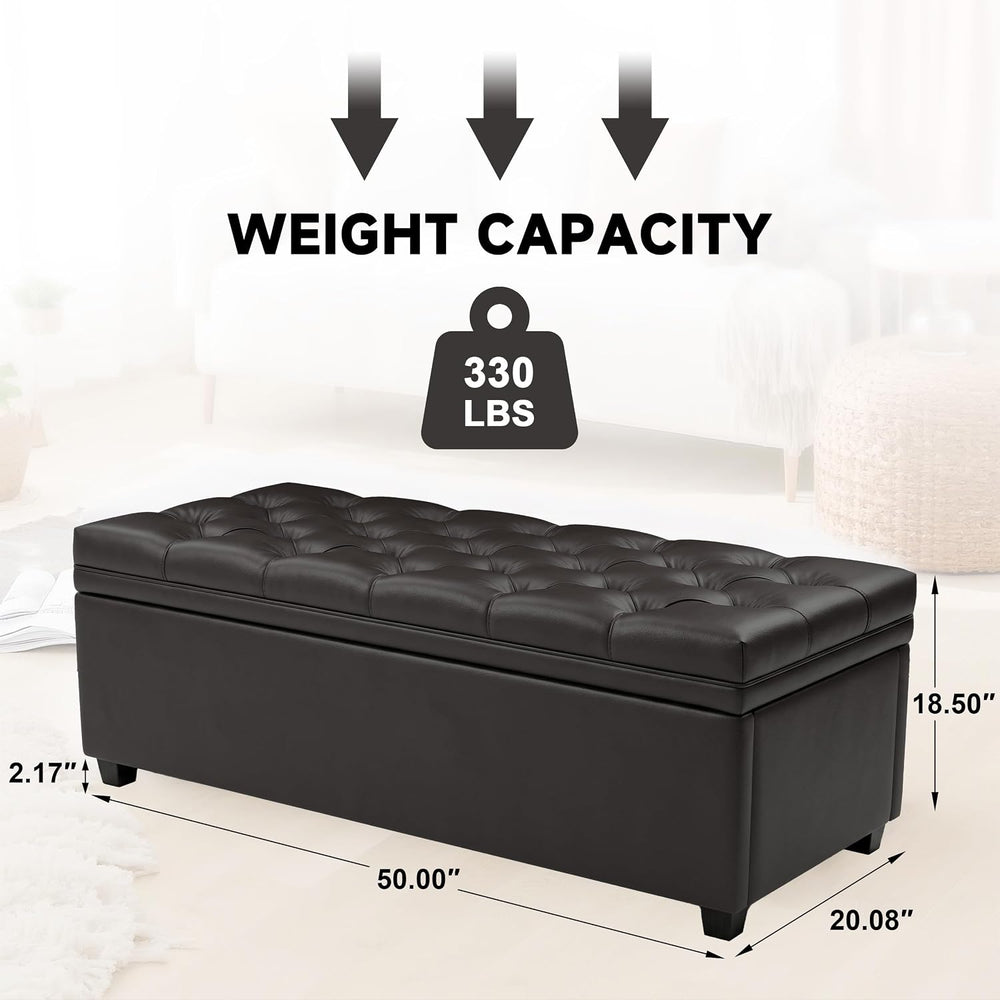 Mangodan 43 Inch Storage Ottoman, Tufted Ottoman with Storage