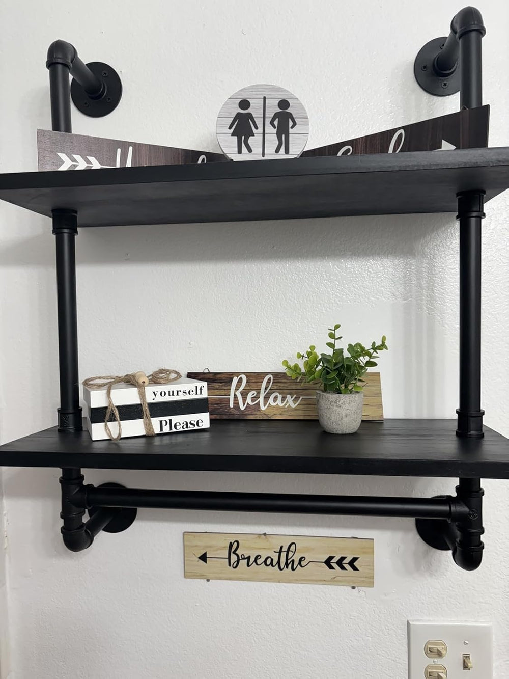 Industrial Pipe Bathroom Shelves Shelving 24" Black Floating Shelves
