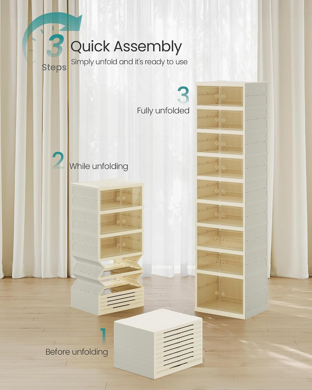 SONGMICS Foldable Shoe Storage Organizer, 9-Tier for 18 Pairs