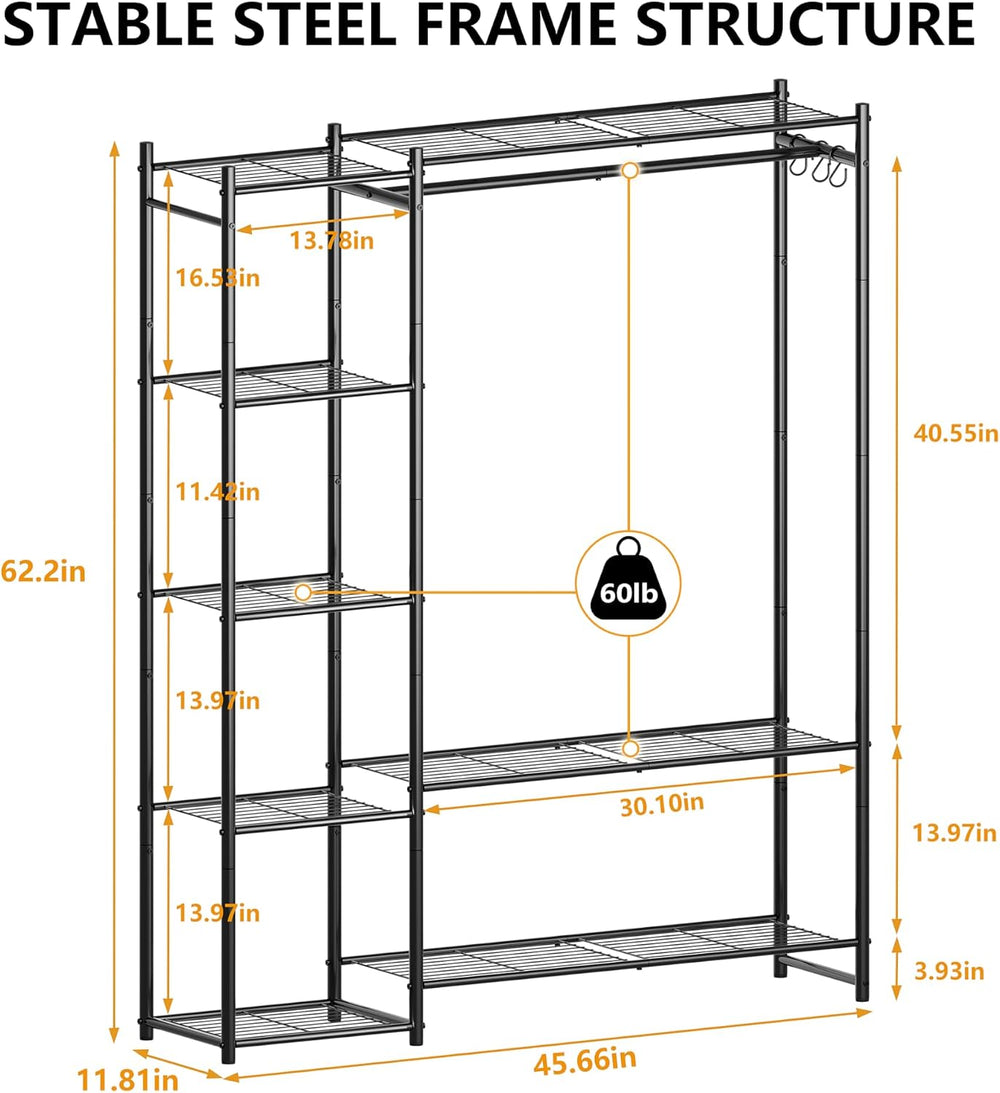 HOMIDEC Wardrobe Closet,Portable Clothes Rack with 4 Tiers Shelves