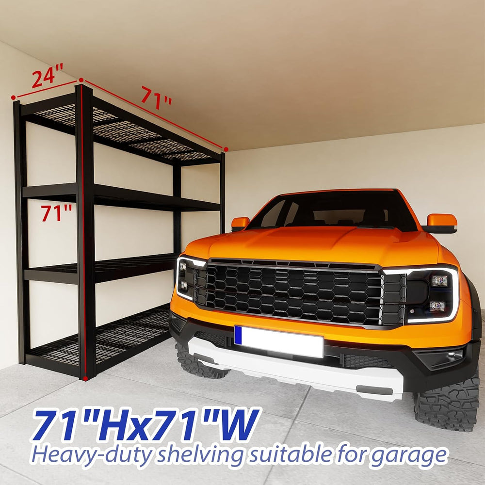 71" Wx71 H Industrial Shelving,8000LBS Garage Storage Shelves,4 Tier Adj...