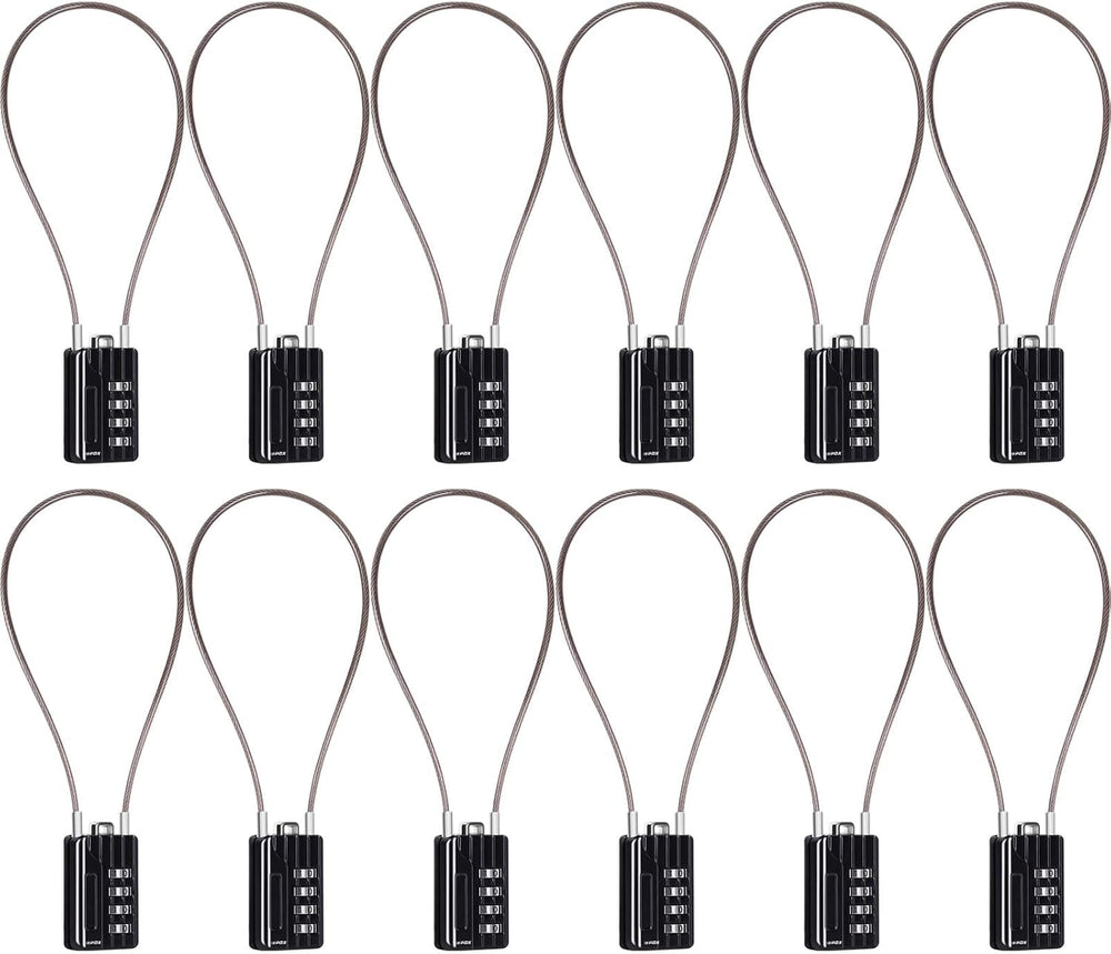 SEPOX® 12PK Metal Combo Padlock, Resettable 4-Digit, Extra Long Cable 12.5"
