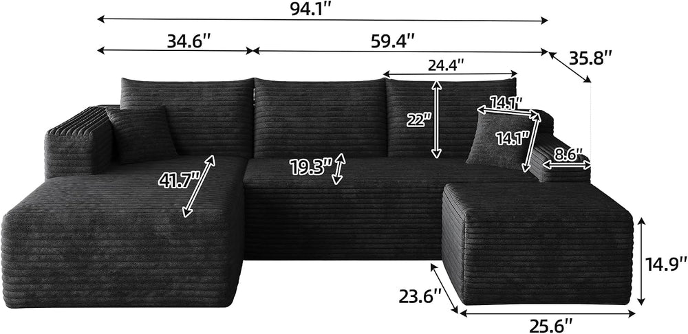 JINGLING 25.6 Inch Plush Corduroy Ottoman, Modular Sectional Foot Rest for Li...