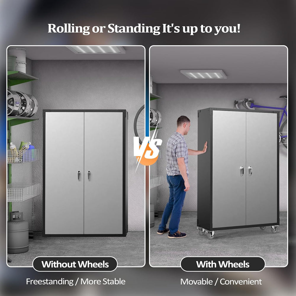VINGLI Upgraded Wide & Deep Garage Storage Cabinet, Metal Storage Cabinet...